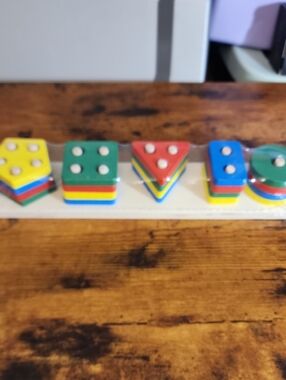 Five Sets Of Colorful Pillars- Wooden Stacking Toy- Colorful Stacking Blocks,